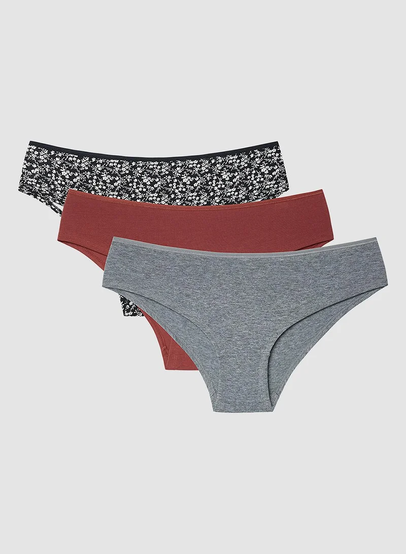 بنتي Floral Silhouette 3-Pack Normal Waist Hipster Panties